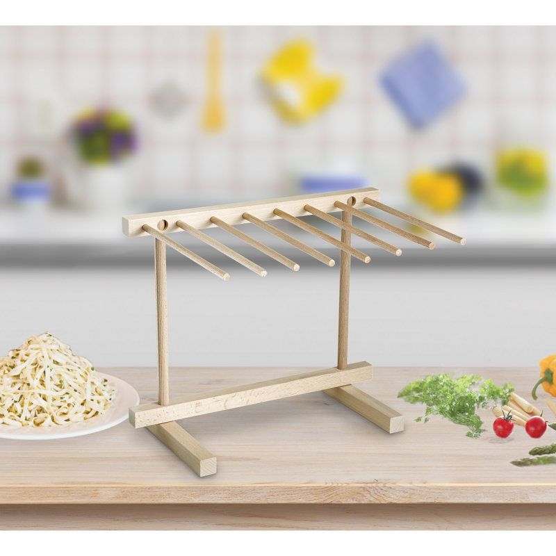 Foldable Wooden Pasta Drying Rack with Compact Storage