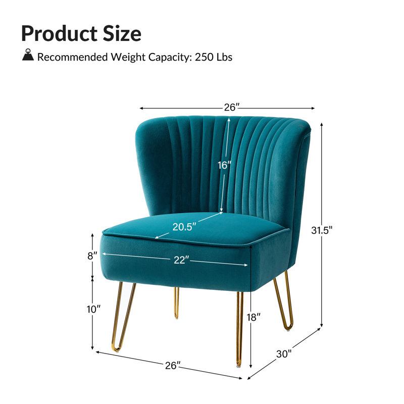 Euclid Velvet Side Chair, Blue Velvet