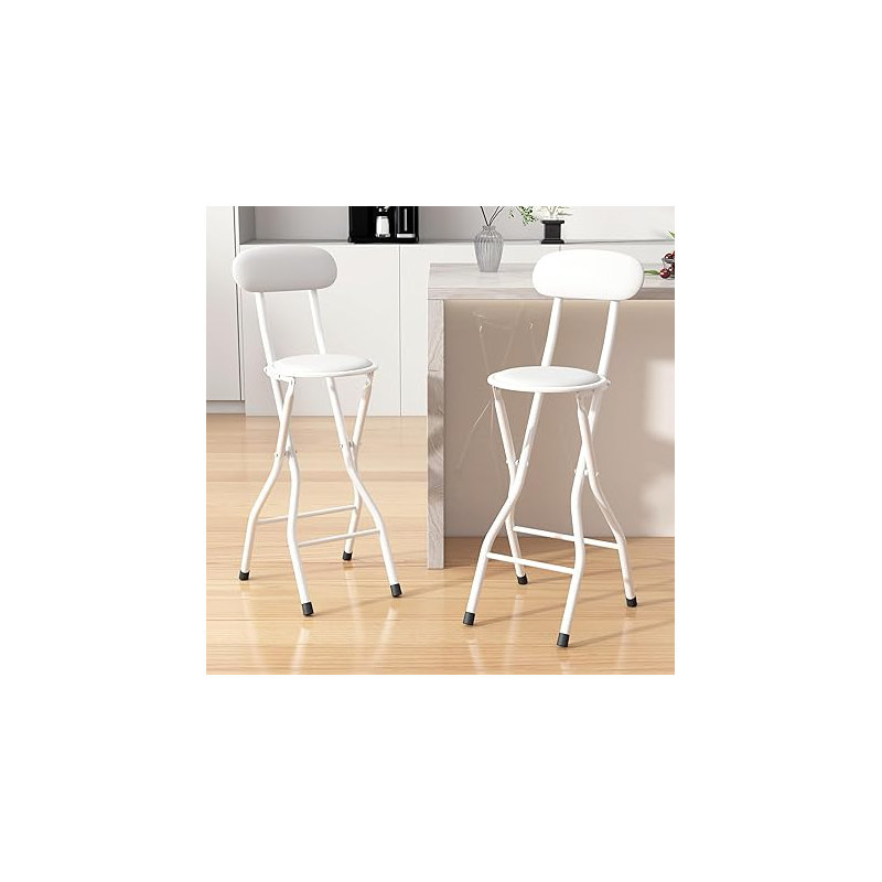 Upholstered Counter Stool with Metal Frame, White