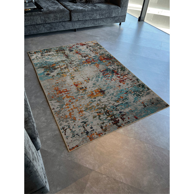 Multi-Colored Abstract Patterned Creative Modern Decorative Rug, Runner 3'3.37" x 6'6.74"