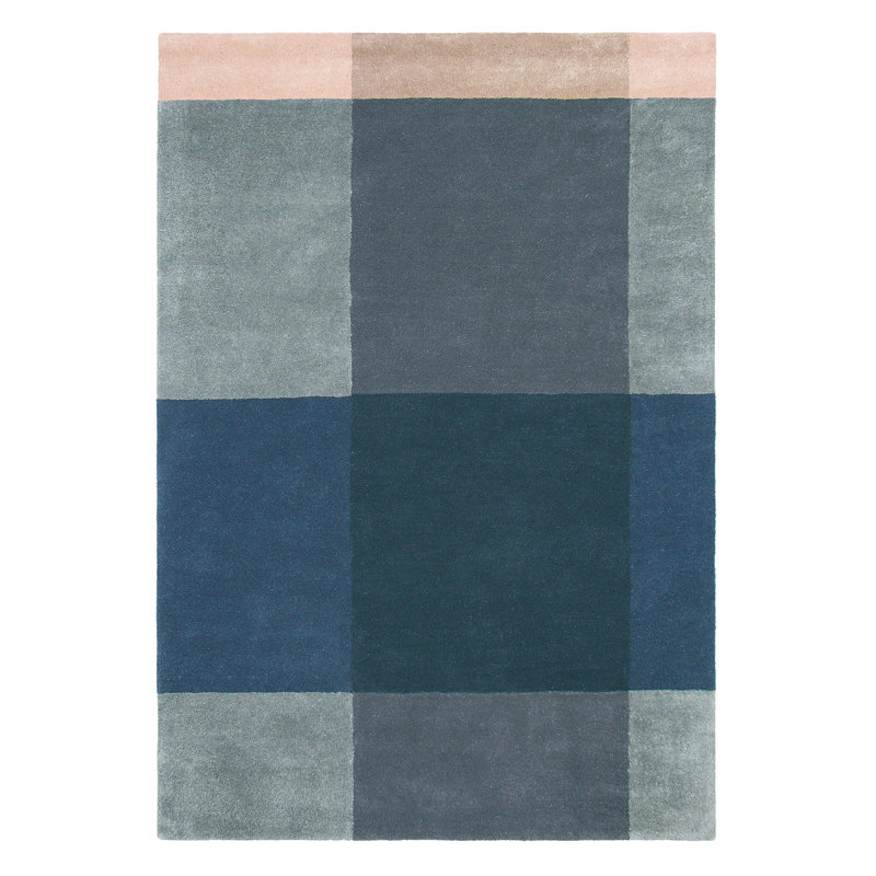 Hand Tufted Wool Plaid Area Rug in Gray/Blue/Pink, Rectangle 8'2" x 11'6"
