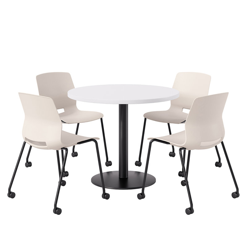 Ensemble repas pour quatre personnes, Crème / Noir, Blanc, H 41 po x L 36 po x l 36 po