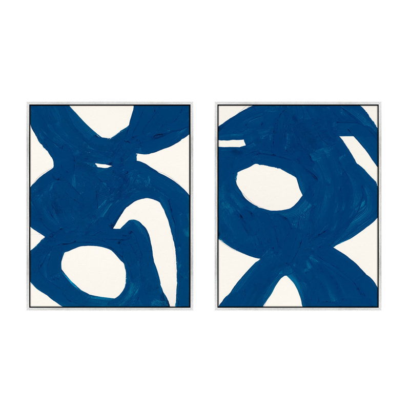 Blue Harmony Set Of 2 Print by Andrea Stokes, White, 30" H x 48" W