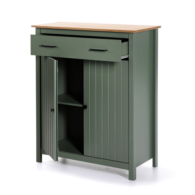 Gholston 90cm Solid Wood Sideboard, Green