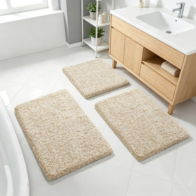 Ensemble de tapis de salle de bain de luxe, tapis de bain en microfibre absorbante douce, tapis de douche antidérapants pour plancher de salle de bain, tapis à poils longs pelucheux à séchage rapide lavables à la machine