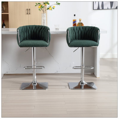 Vintage Bar Stools With Back And Footrest Counter Height Dining Chairs 2PC/SET