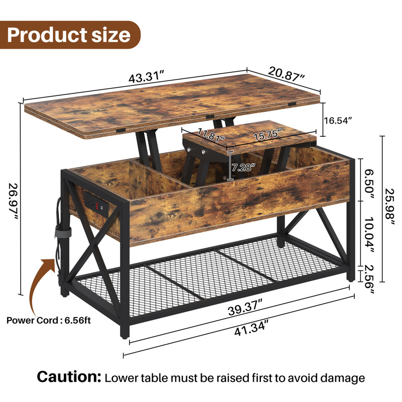Table basse Valeriu, Brun rustique