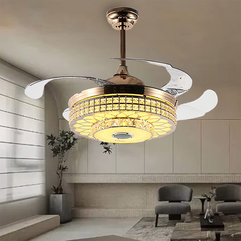 42" Dakeem 4 - Blade LED Crystal Ceiling Fan with Remote Control and Light Kit Included