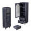Grande armoire de présentation de 62,99 po avec porte en verre trempé, deux tiroirs et une tablette ajustable, solutions de rangement spacieuses, pour le salon, la chambre à coucher, la cuisine et le bureau