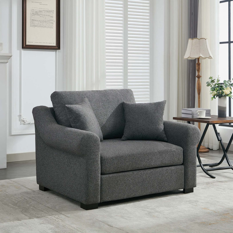 Chenille Oversized Armchair, Gray Chenille, 40.2" H x 44.5" W x 36.2" D