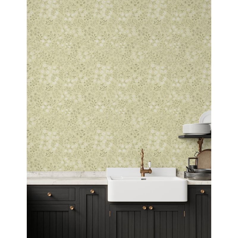 Yuki Osada Floral Wallpaper Double Roll, Dusty Yellow