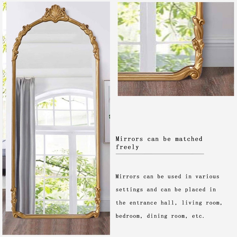 Miroirs pleine grandeur en bois manufacturé arqué, 70.87" H x 31.5" W