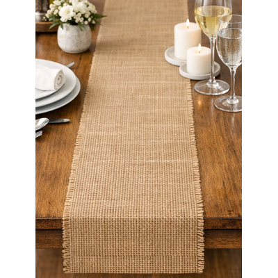 Chemin de table rustique en toile de jute naturelle (35,5 x 305 cm)
