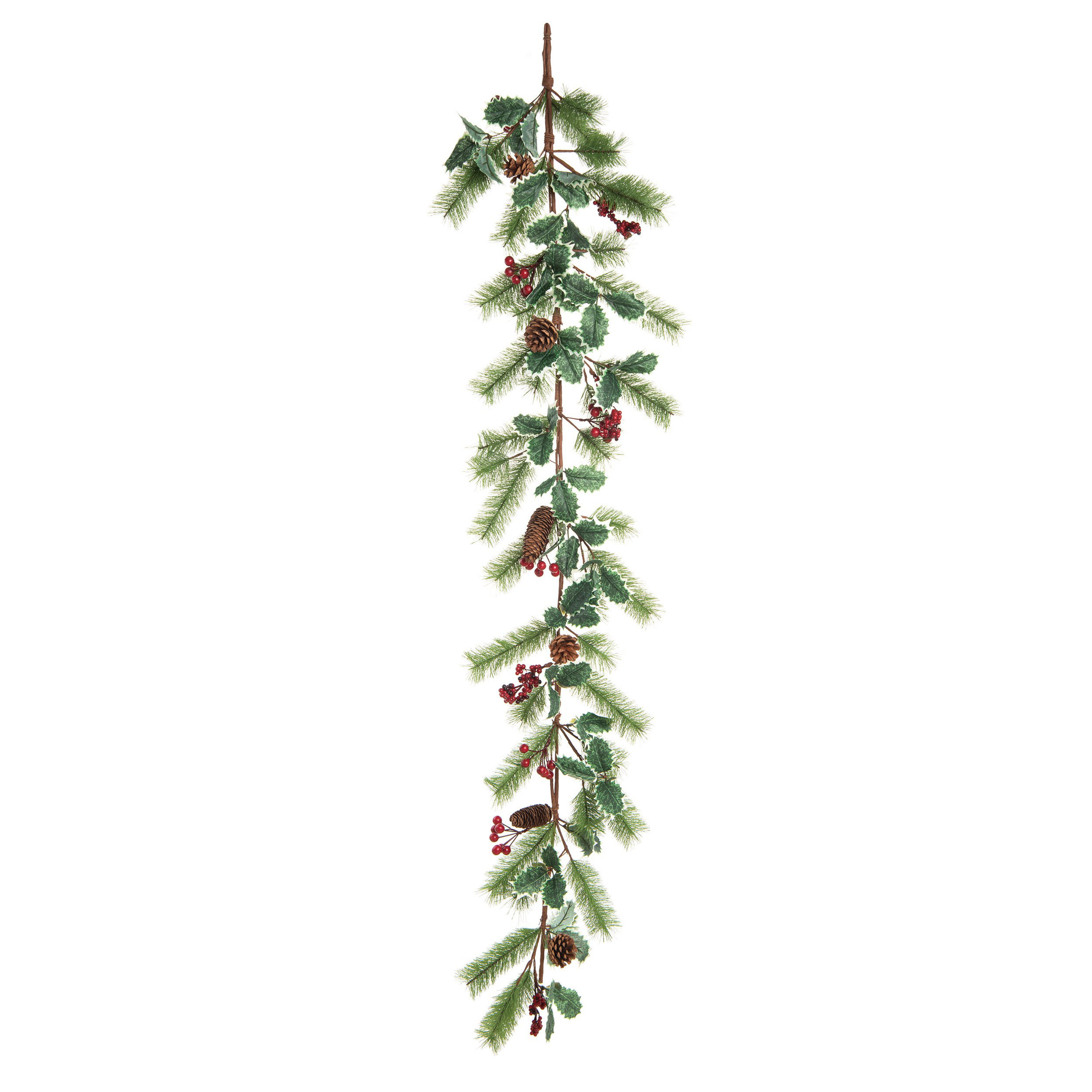 The Holiday Aisle® 65'' in. Faux Holly Garland | Wayfair