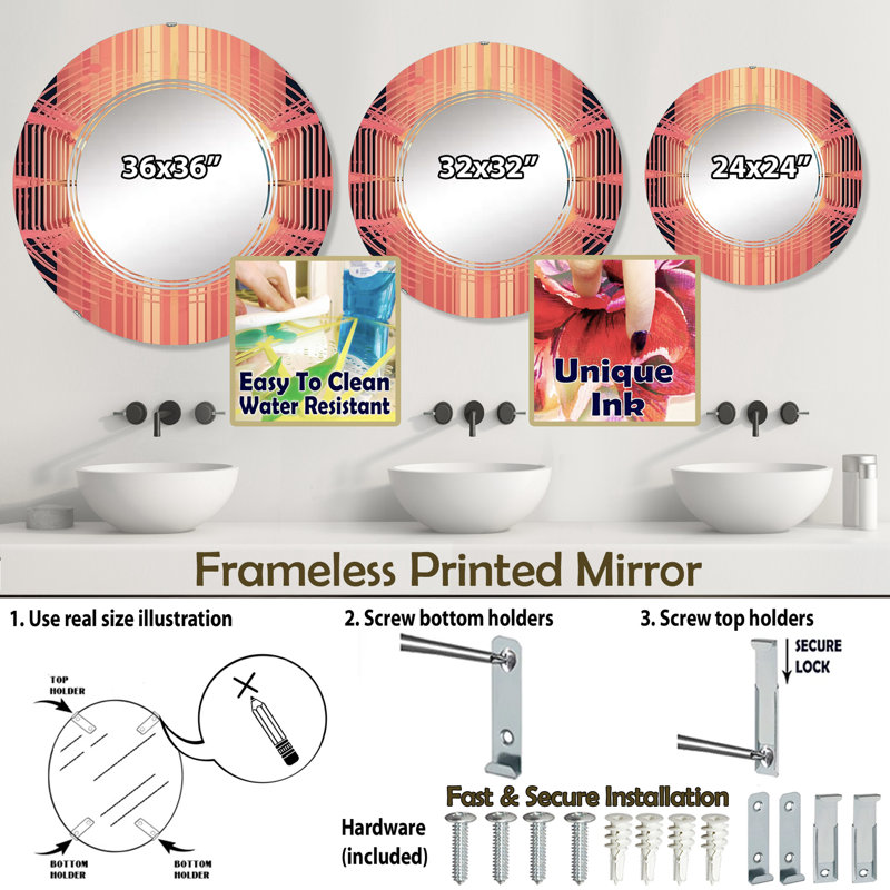 Ferb - Miroir mural moderne rond, 32 po x 32 po