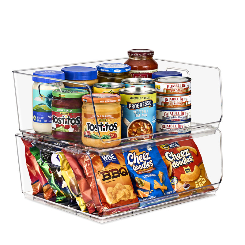 Sorbus 2 Pack Large Open Front Clear Stackable Fridge Storage Bins