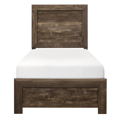 Ensemble de lit simple pour lit simple brun rustique - tête de lit et rails inclus