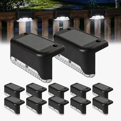 Solar Powered Integrated LED Deck Lights Outdoor Waterproof Step Light for Fence Patio Yard Pathway