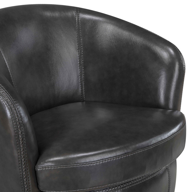Fauteuil d'appoint luxueux en cuir massif 1pc, Gris fumée