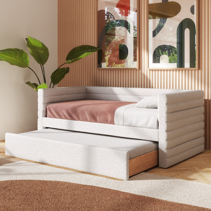 Alarion Boucle Upholstered Daybed with Trundle