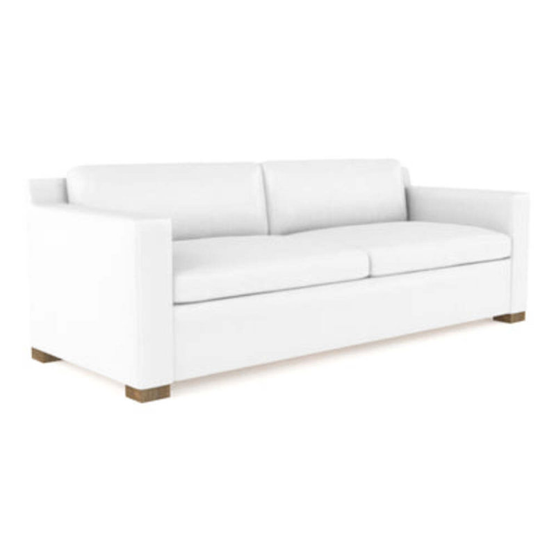 Causeuse Mercer, H 33,5 po x l 72 po x P 39 po, Cuir rétro blanc, Patiné