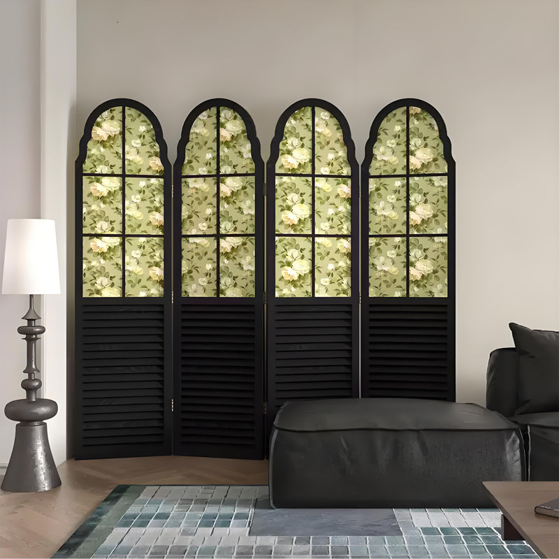 Cloison pliante Peony, Noir / Blanc / Vert