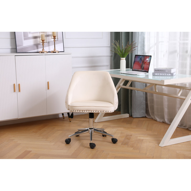 Chaise de travail en velours Julie, Crème