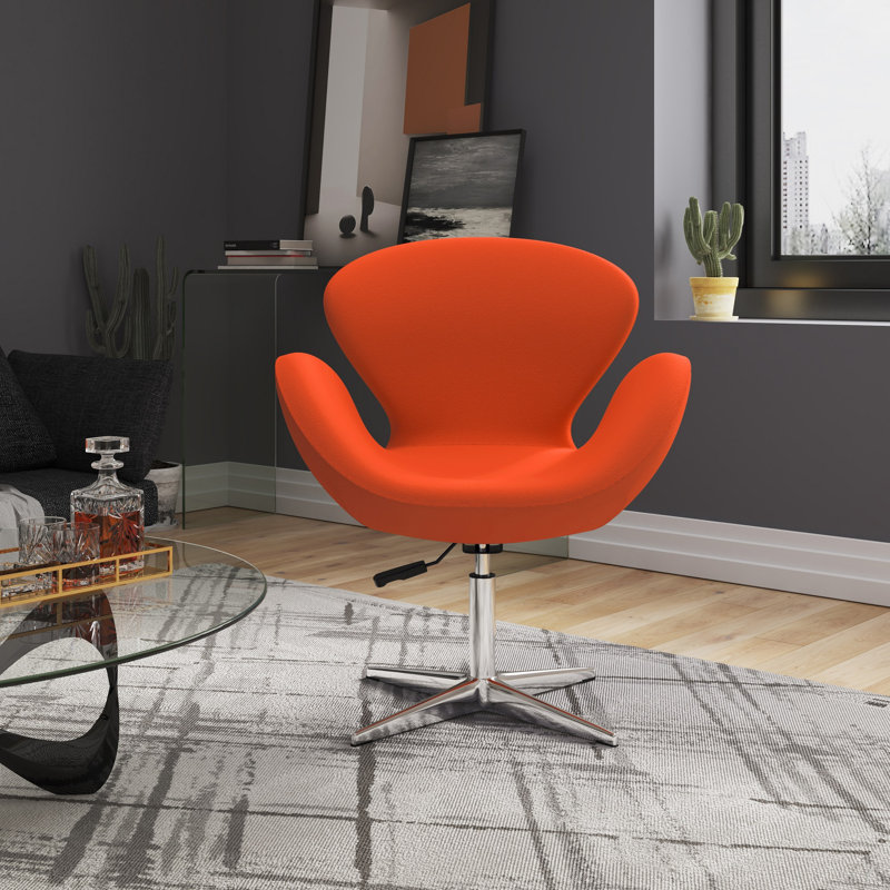 Chaise ballon rembourrée en métal Raspberry Modern, Orange