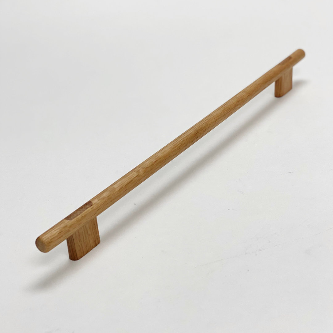 Lacquered Oak Wood "Join" 12-5/8" Center to Center Cabinet Handle Forge Hardware Studio