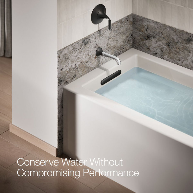 Tone Wall-Mount Non-Diverter Bath Spout, Matte Black/Silver