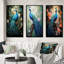 «Teal Peacock Monicol», 3 pièces sur toile-665845624-665845625