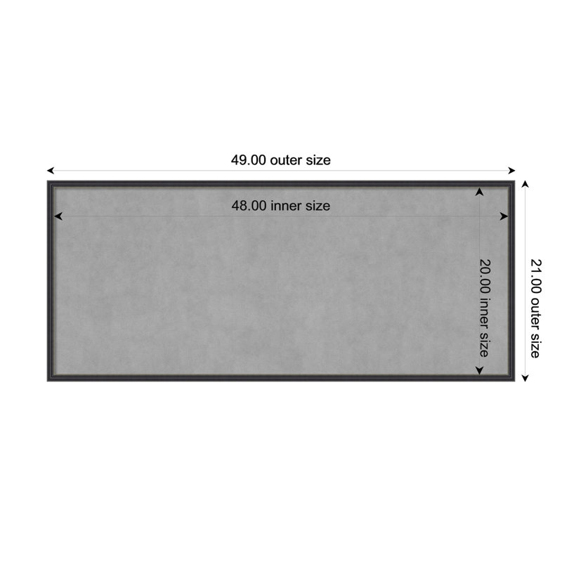 Élégant tableau magnétique à cadre étroit noir, H 21 po x l 49 po