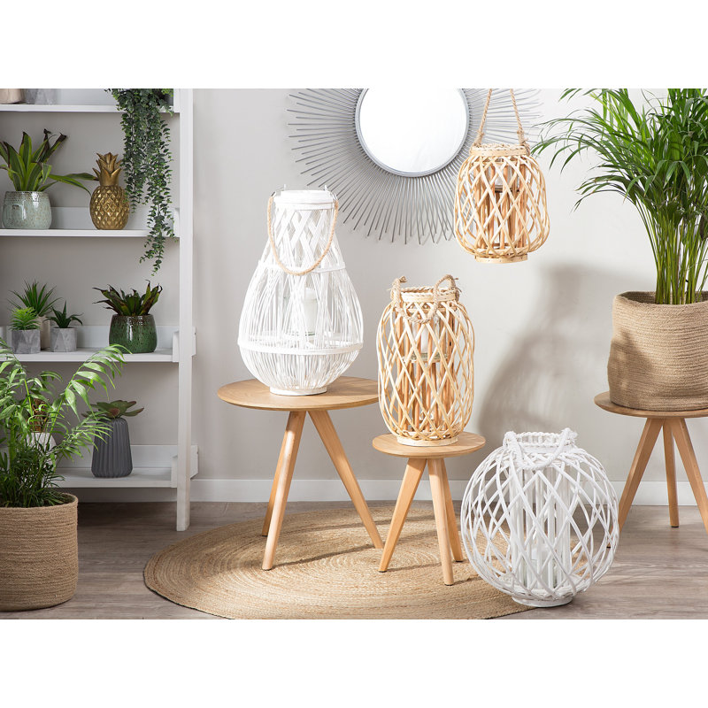 Wood Floor Lantern, Light Wood, 40 cm H x 26 cm W x 26 cm D