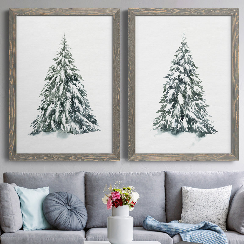 Blue Spruce I - ensemble de 2 cadres photo, H 20 po x l 34 po x P 1,5 po, Toile avec cadre gris