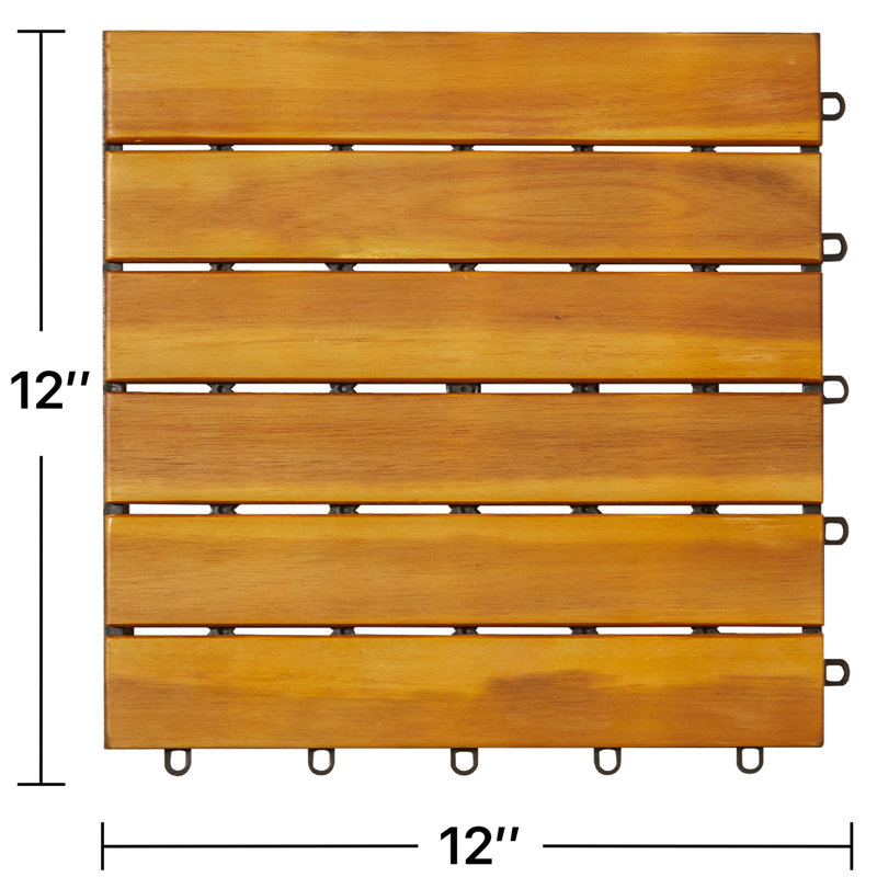 12'' L x 12'' W Wood Interlocking Deck Tile