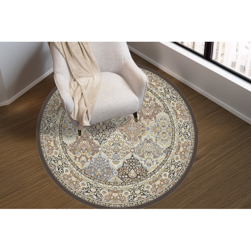 JARDIN ANTIQUE 7,10 RD 57008-3235 BRUN / BLEU, Rond 7 pi 10 po