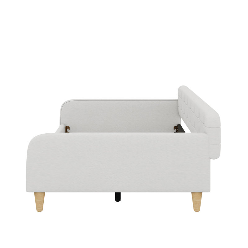 Lit de jour rembourré avec pieds, Beige, Double