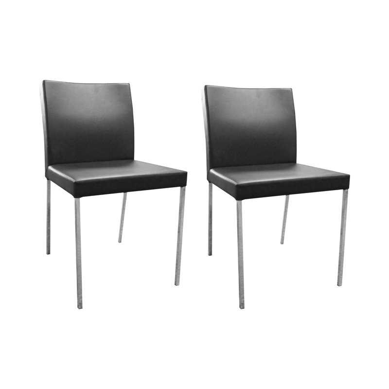 Upholstered Metal Parsons Chair in Black, Black with Chrome finish legs