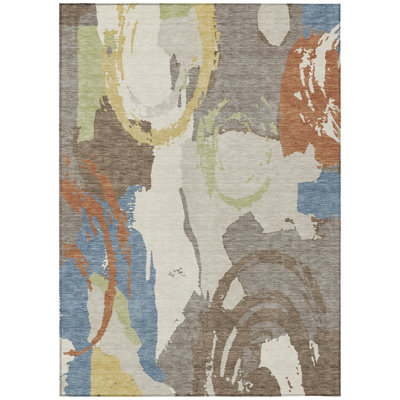Machine Washable Indoor/Outdoor Chantille ACN2652 Abstract Rug