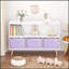 Bibliothèque pour enfants avec tiroirs en tissu pliables, présentoir à livres et rangement pour jouets, blanc / mauve