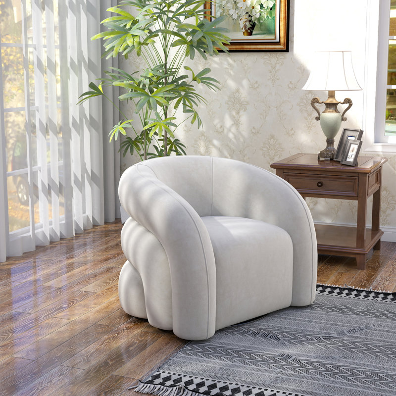 Fauteuil demi-tonneau pivotant Bricyn, Blanc