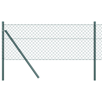 Chain Link Fence With 7 Flanged Posts Galvanised Steel