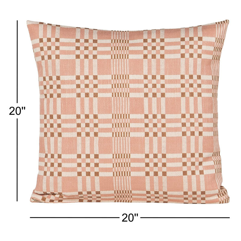 Coussin décoratif à imprimé modulaire, polyester, Rose, Carré 20 po