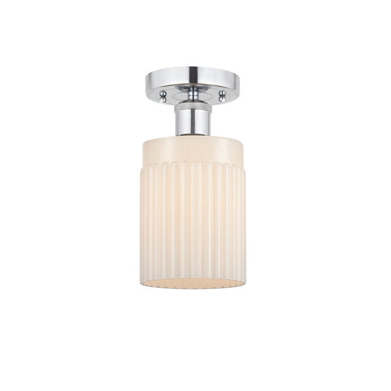 Plafonnier semi-encastré en verre Kamena, Blanc mat, Chrome poli, H 9,13 po x l 4,5 po x P 4,5 po