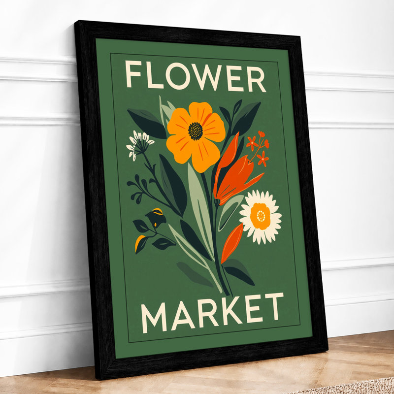 Flower Market Poster Modern - Print, A1 - 84.1 x 59.4 cm, Black