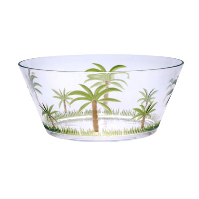 Palm Tree Acrylic Serving Bowl, Clear Unbreakable Plastic Salad or Soup Bowl for Parties and Daily Dining