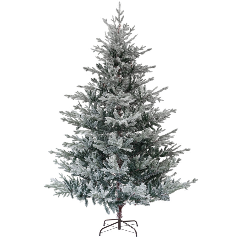 Arbre de Noël artificiel pin 7,5 pi avec 1218 pointes enneigées, support en métal pliable, assemblage facile, arbre de Noël à charnières pour les vacances au bureau