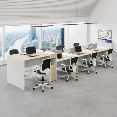 Okeysen Modular Multi-Height Benching Workstation System With Storage & Outlets