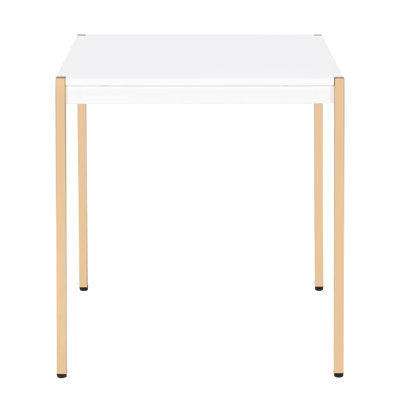 Table de bout carrée blanche et dorée