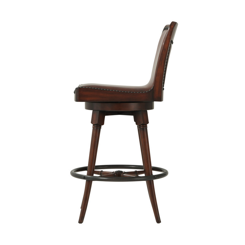 Theodore Alexander 28.5" Swivel Bar Stool with Brass Footrest